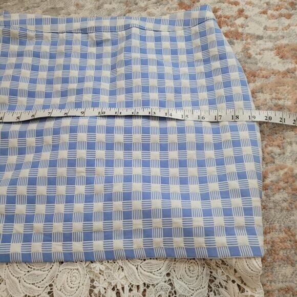 Endless Rose Blue Plaid Skirt with Crocheted Lace Hem - Size Large - Picture 6 of 9